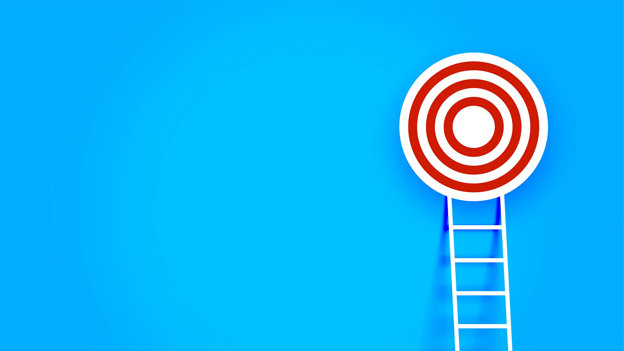 Copywriting mit Fokus – Texte, die ins Schwarze treffen Zielscheibe mit Leiter – Symbol für zielgerichtetes und strategisches Copywriting
