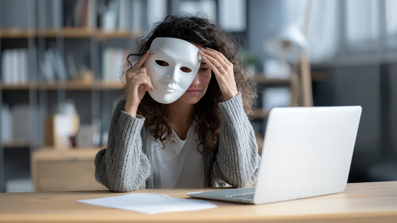 Ghostwriting Symbolbild – Maske als Zeichen für Texterstellung im Hintergrund